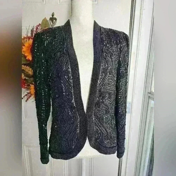 Vintage Niteline black beaded blazer size small - Picture 2 of 4